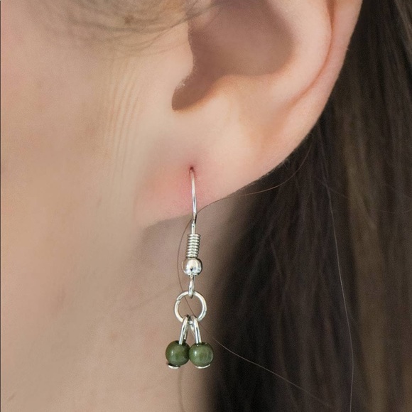 Dream and Faith Double Sided Silver + Green Necklace and Earring Set NWT - Picture 3 of 12